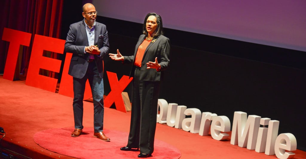 Dr Andrea and Jonathan Taylor Cummings delivering their TedX Talk